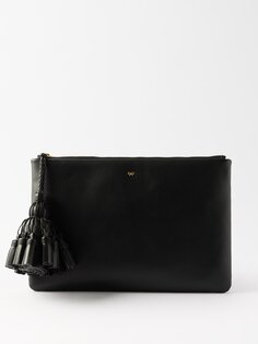 Кожаная сумка-клатч georgeiana с кисточками Anya Hindmarch, черный