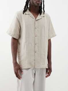 Льняная рубашка с короткими рукавами Marané, бежевый