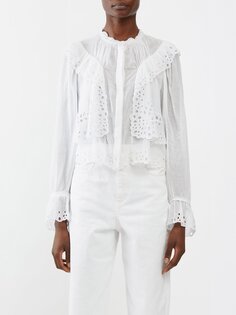 Блузка kelmon из хлопковой вуали английской вышивки Marant Etoile, белый