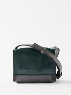 Мини-кожаная сумка через плечо Marni, зеленый