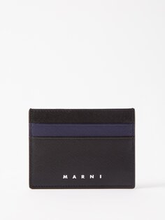 Кожаный картхолдер с логотипом Marni, черный