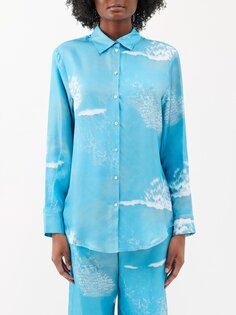 Шелковая пижамная рубашка london с волнистым принтом Asceno, синий