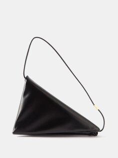 Кожаная сумка через плечо prisma с треугольными чашечками Marni, черный