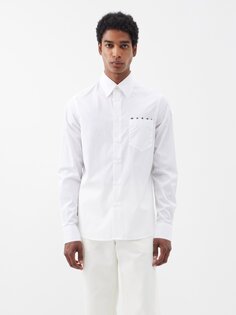 Рубашка из хлопкового поплина с логотипом Marni, белый