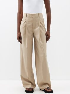 Широкие шерстяные брюки clara со складками Armarium, бежевый