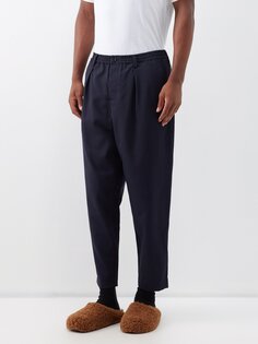Широкие шерстяные брюки со складками Marni, синий