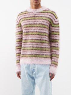 Полосатый свитер из мохера Marni, розовый