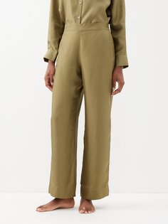 Пижамные брюки london из шелкового твила Asceno, зеленый