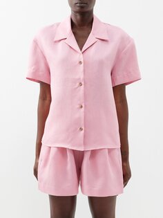 Льняная рубашка «прага» с короткими рукавами Asceno, розовый
