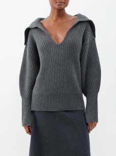 Кашемировый свитер в рубчик liam с матросским воротником Ashlyn, серый