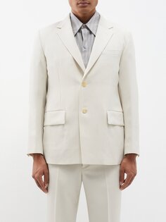 Пиджак из шерсти и габардина с зазубренными лацканами Auralee, белый