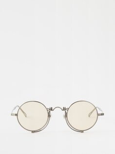 Круглые солнцезащитные очки из титана Matsuda, серебряный