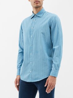 Рубашка genova в тонкую полоску из хлопка Massimo Alba, синий