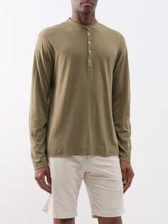 Топ henley из хлопкового джерси hawaii Massimo Alba, зеленый