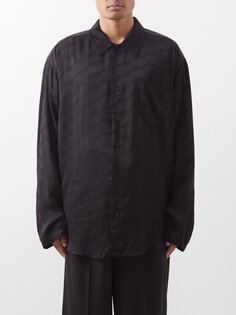 Рубашка из шелкового атласа bb-жаккарда Balenciaga, черный