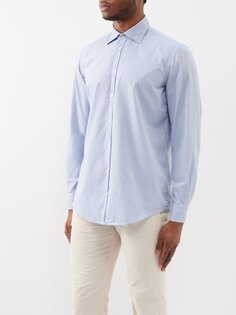 Рубашка узкого кроя genova из хлопка Massimo Alba, синий