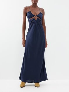 Атласное платье макси карминного цвета с вырезом Ba&amp;Sh, синий Ba&Sh
