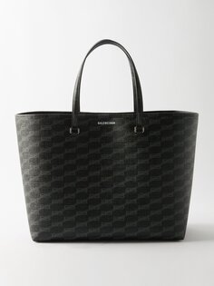 Фирменная сумка-тоут из холщовой ткани с логотипом bb Balenciaga, черный