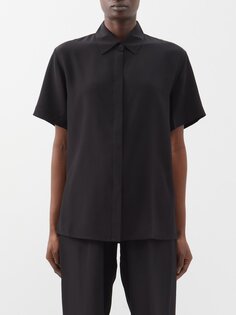 Рубашка из шелкового крепа с короткими рукавами Matteau, черный