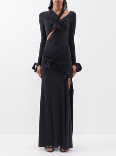 Платье из джерси с завязками Balenciaga, черный