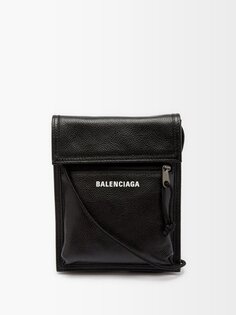 Кожаная сумка explorer с логотипом Balenciaga, черный