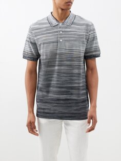 Рубашка-поло из хлопкового пике космического цвета Missoni, серый