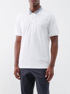 Рубашка-поло из хлопкового пике с воротником космического цвета Missoni, белый