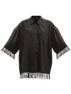 Рубашка оверсайз с бахромой Balenciaga, черный