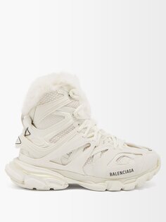 Высокие кроссовки track hike на подкладке из искусственного меха Balenciaga, белый