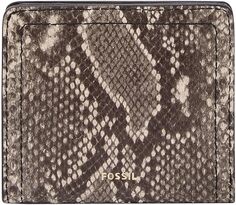 Женский кожаный двойной складной кошелек Fossil Logan с блокировкой RFID, натуральный питон