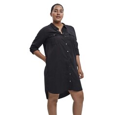 Платье с длинным рукавом Vero Moda Curve Sila Mix, черный