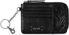 Кожаный кошелек Sak Iris с приподнятой визитницей и брелком для ключей, черный