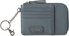Кожаный кошелек Sak Iris с приподнятой визитницей и брелком для ключей, пыльно-синий 2