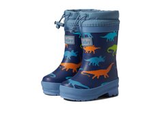 Ботинки Hatley Kids Dino Silhouettes Sherpa Lined Rain Boots (Toddler/Little Kid/Big Kid), синий