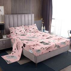 Комплект постельного белья для детей Erosebridal Cat Lover&apos;s, 4 предмета, розовый/серый/белый