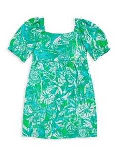 Мини-платье Delaney для маленьких девочек и девочек Lilly Pulitzer Kids, зеленый