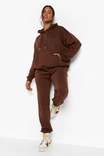 Спортивный костюм с капюшоном dsgn studio с принтом текста Boohoo, шоколадный