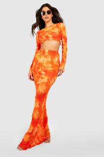 Высокая юбка из мраморной сетки Boohoo, оранжевый