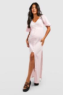 Пляжное платье макси с прибором на талии для беременных Boohoo, розовый