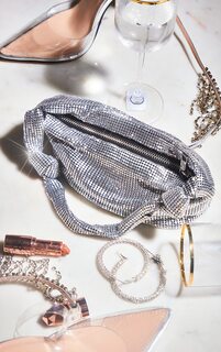 PrettyLittleThing Серебряная мини-сумка с кольчужным узлом