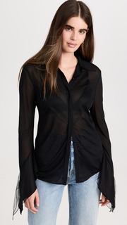Блуза Victoria Beckham Double Layer Draped, черный