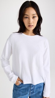 Футболка MOTHER The Long Sleeve Slouchy Cut Off, белый