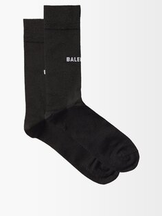 Носки с жаккардовым хлопком и люрексом с логотипом Balenciaga, черный