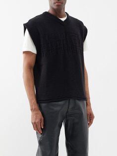 Жилет-свитер из смесовой шерсти с v-образным вырезом MM6 Maison Margiela, черный