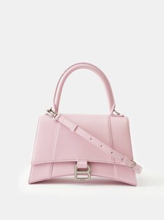 Кожаная сумка hourglass s Balenciaga, розовый