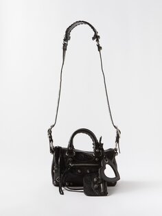 Миниатюрная кожаная дорожная сумка через плечо le cagole Balenciaga, черный