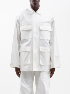 Куртка из хлопкового твила с накладными карманами Balenciaga, белый
