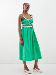 Платье миди из тафты со сборками rita Molly Goddard, зеленый