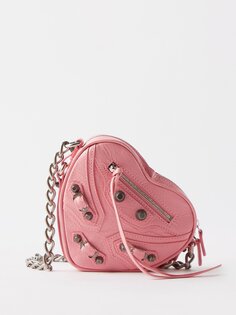 Миниатюрная кожаная сумка через плечо le cagole Balenciaga, розовый