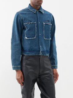 Потертая джинсовая куртка MM6 Maison Margiela, синий